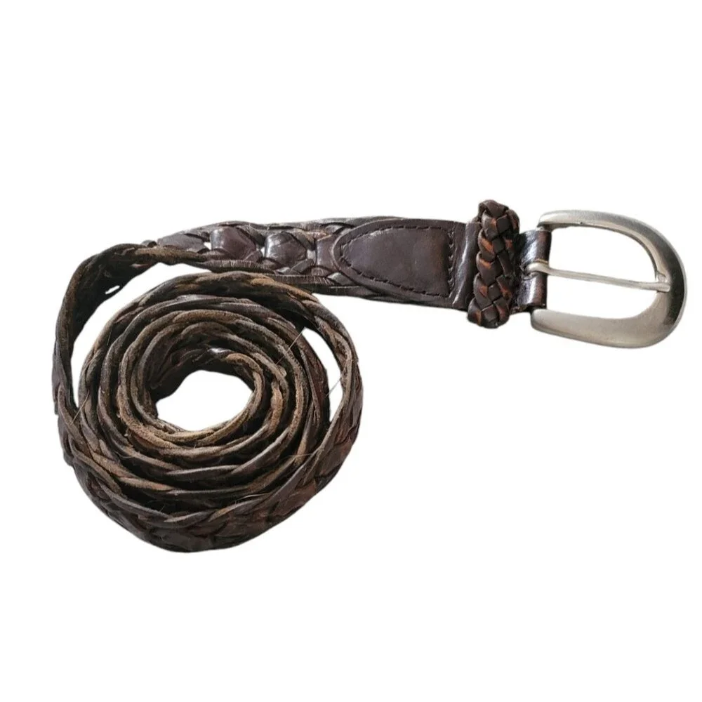 Capezio Brown Genuine Leather Braided Belt Size Medium/Large